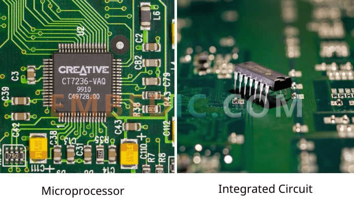 how is a microprocessor different from an integrated circuit